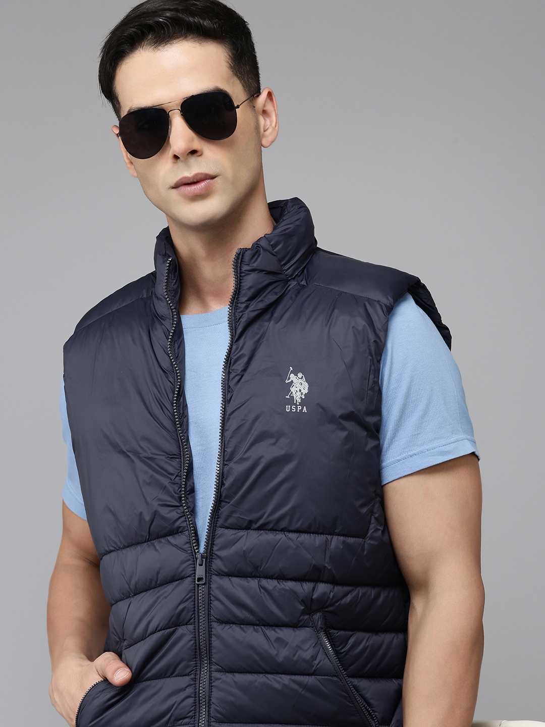 

U.S. Polo Assn. Sleeveless Hooded Puffer Jacket, Navy blue