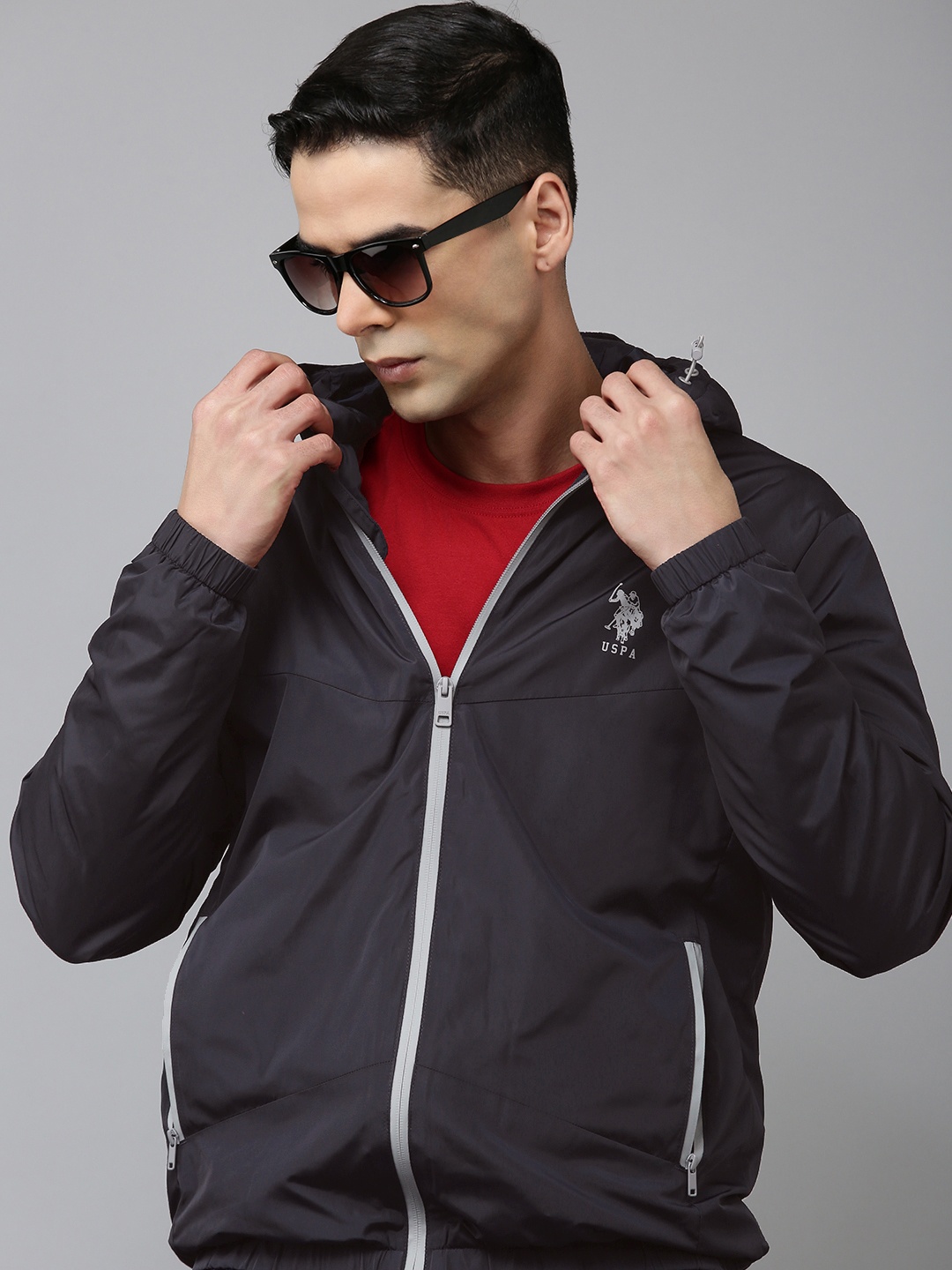 

U.S. Polo Assn. Mock Collar Hooded Tailored Jacket, Navy blue