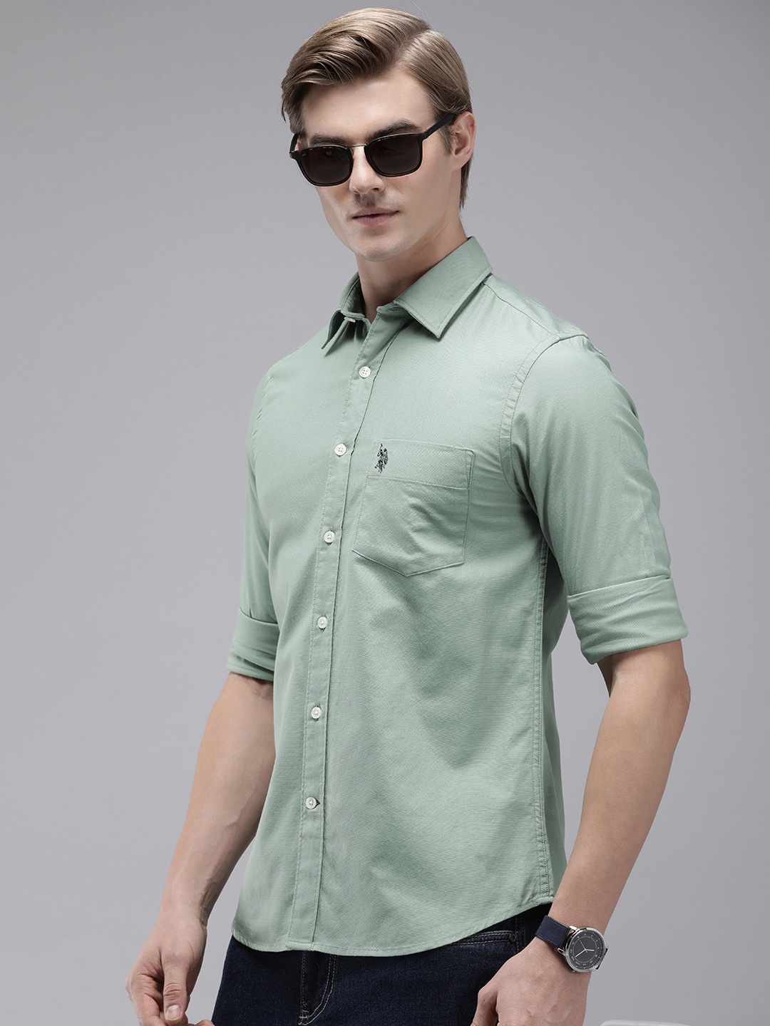 

U.S. Polo Assn. Pure Cotton Tailored Fit Casual Shirt, Green