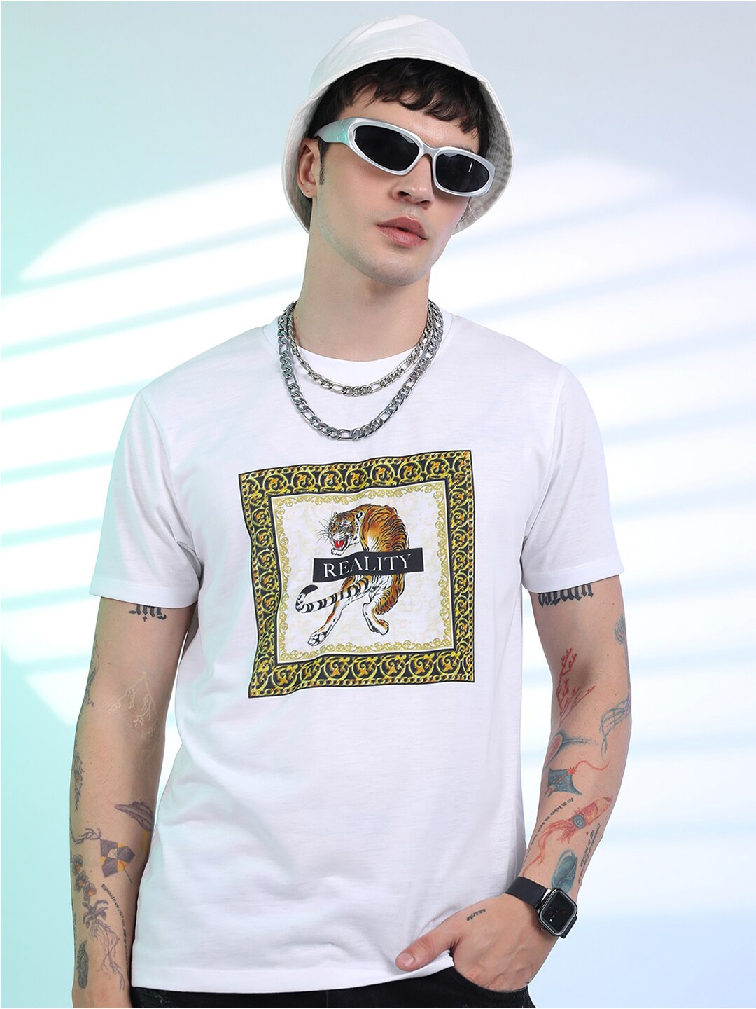 

KETCH White Graphic Printed Relaxed Fit T-shirt