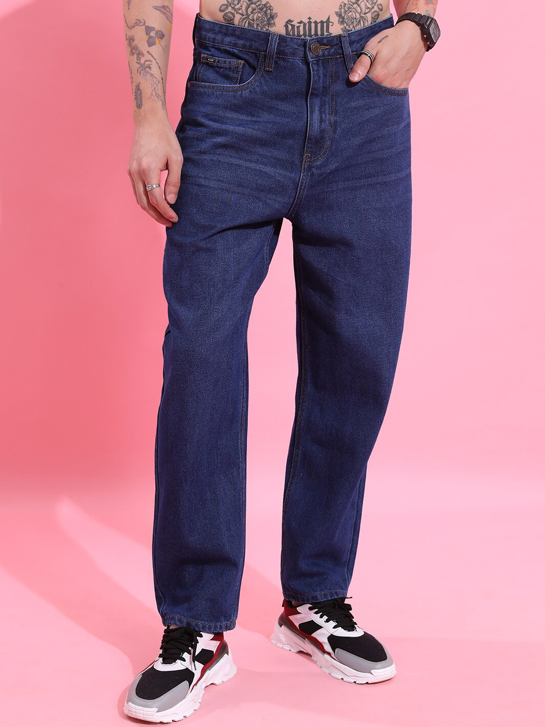 

HIGHLANDER Men Drop Crotch Loose Fit jeans, Blue