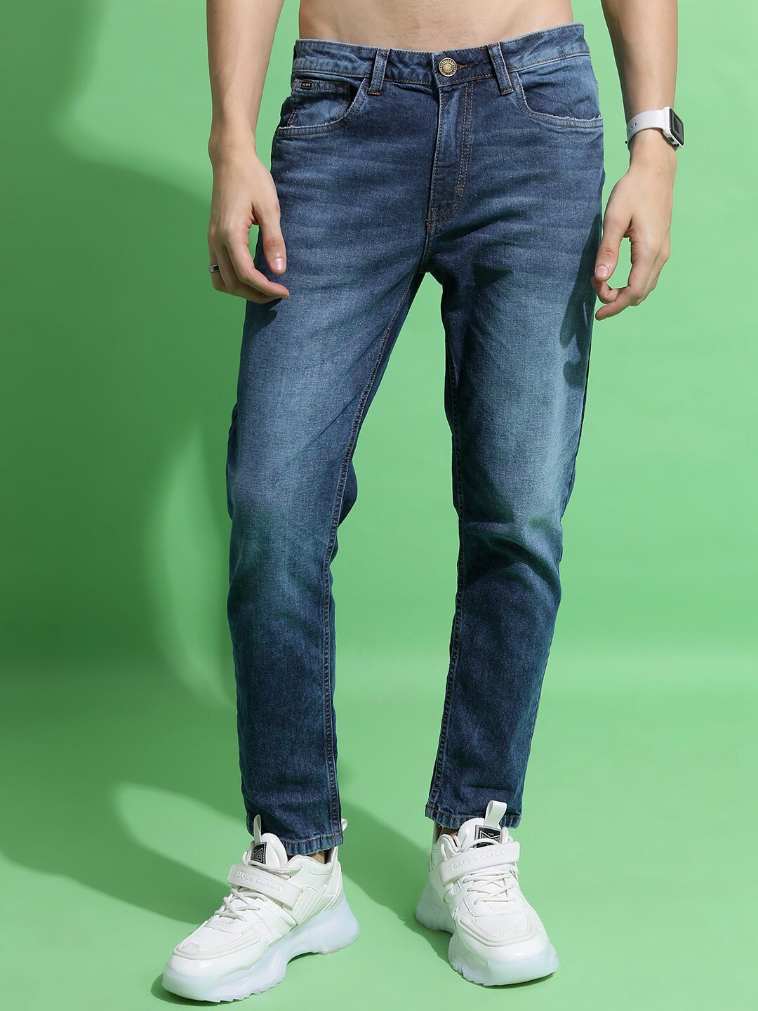 

HIGHLANDER Men Slim Fit Crop Jeans, Blue