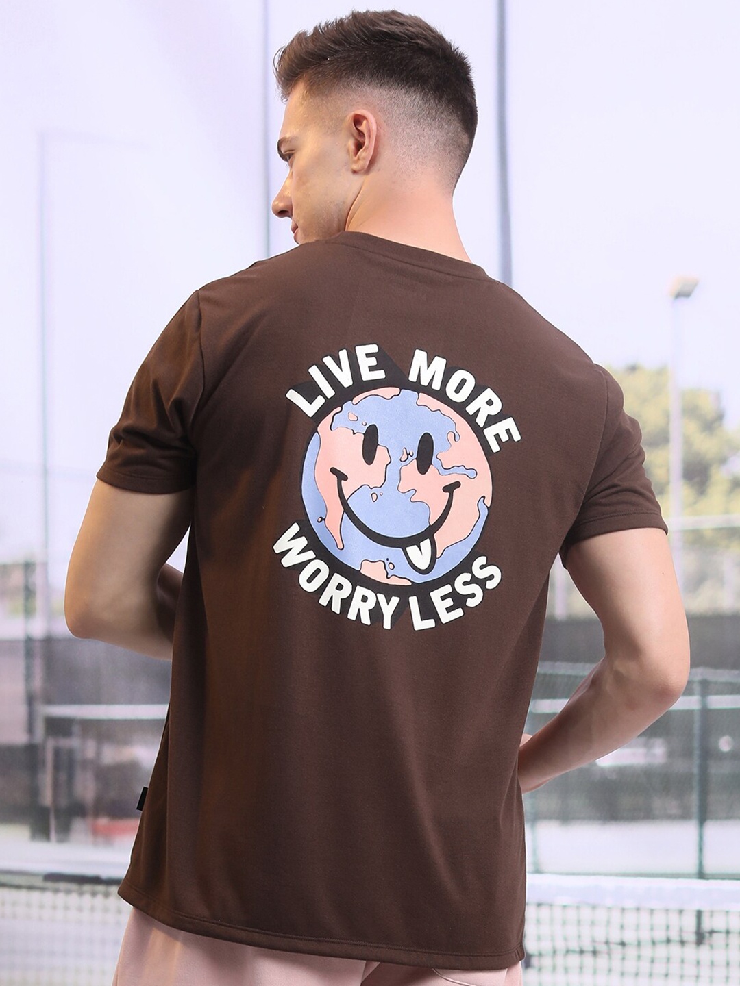 

HIGHLANDER Coffee Brown Typography Printed Oversized T-shirt