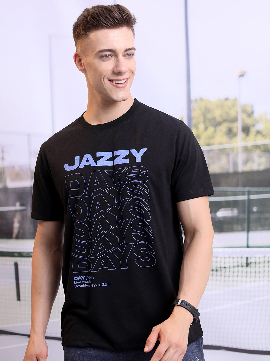 

HIGHLANDER Black Typography Printed Relaxed Fit T-shirt