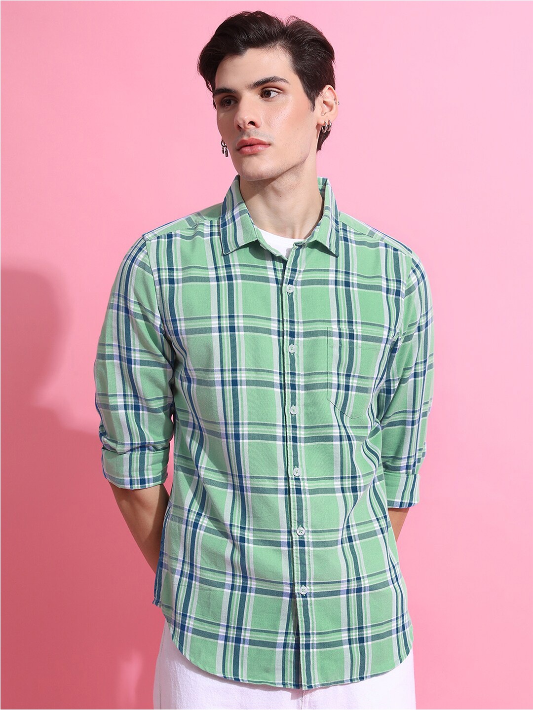 

HIGHLANDER Slim Fit Tartan Checked Casual Shirt, Green