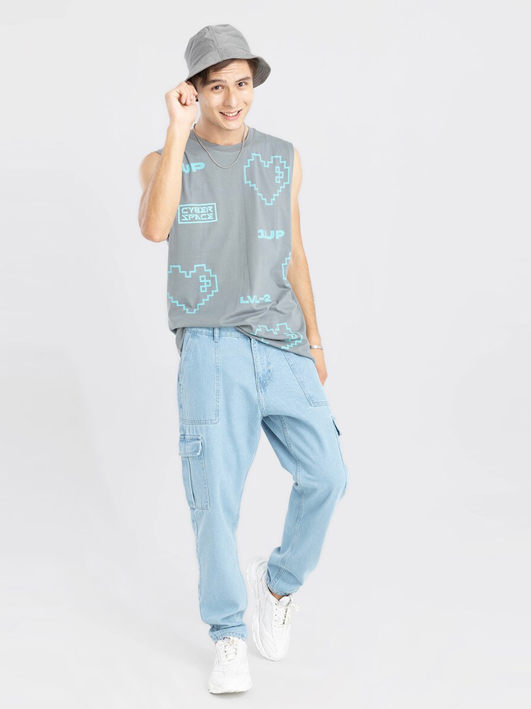 

Snitch Grey Graphic Printed Slim Fit Cotton Casual T-shirt
