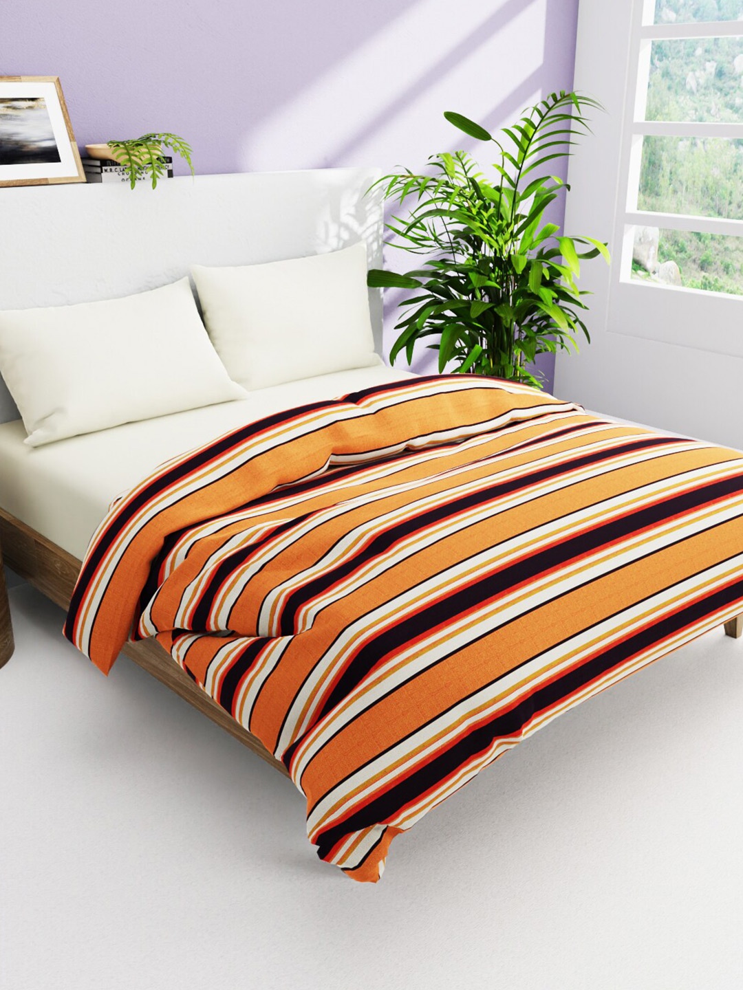 

BIANCA Victoria Orange & White Striped AC Room 300 GSM Cotton Double Bed Comforter