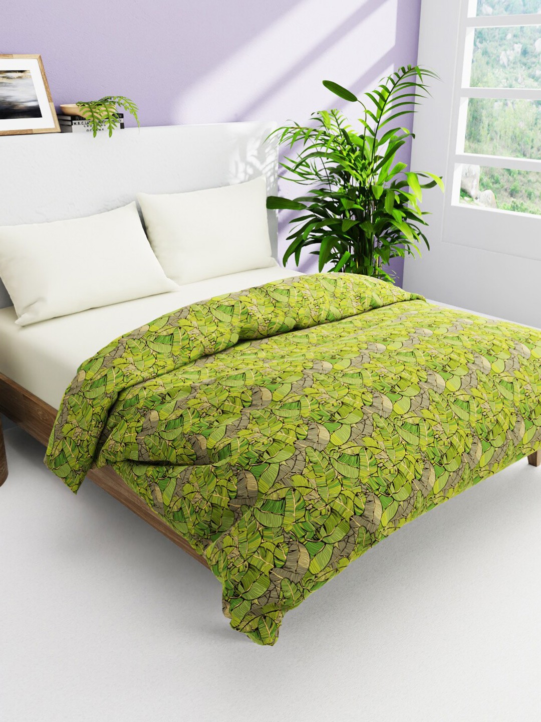 

BIANCA Green Floral AC Room Pure Cotton 300 GSM Double Bed Comforter