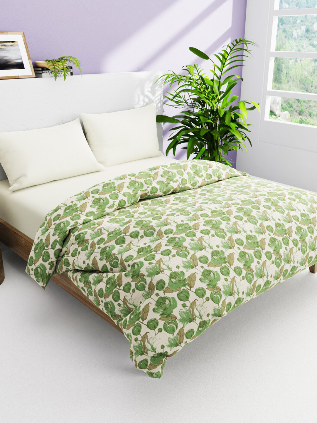 

BIANCA Victoria Green Floral AC Room 300 GSM Pure Cotton Double Bed Comforter