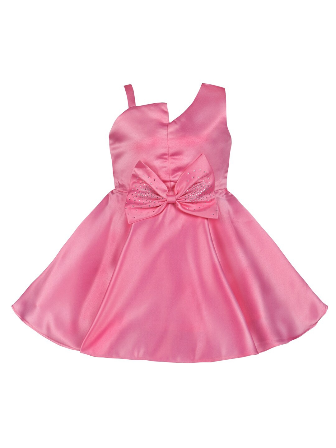 

Wish Karo Girls Bow Embellished Silk Fit & Flare Dress, Pink