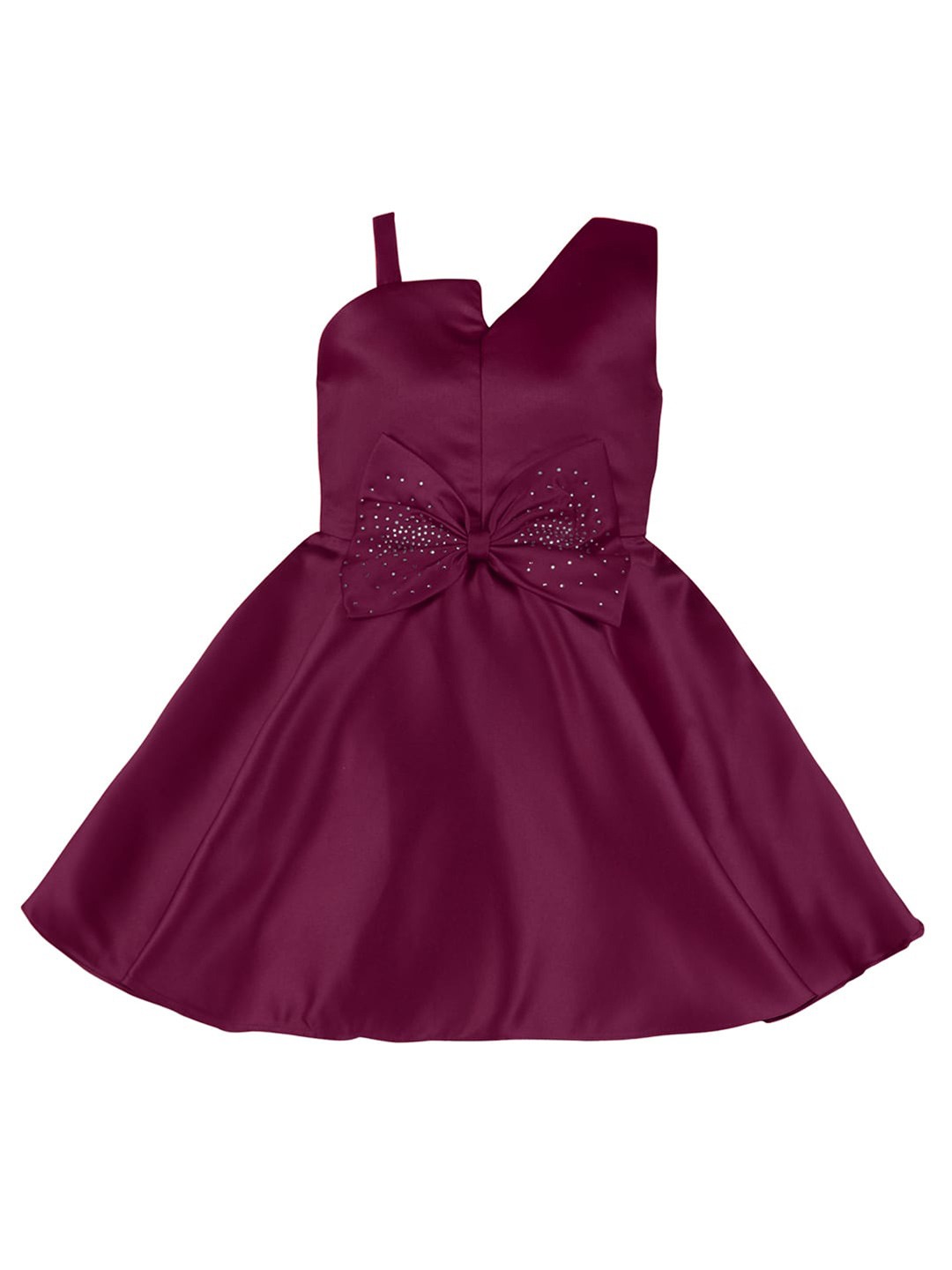 

Wish Karo Shoulder Straps Bow Detail Silk Satin Fit & Flare Dress, Purple