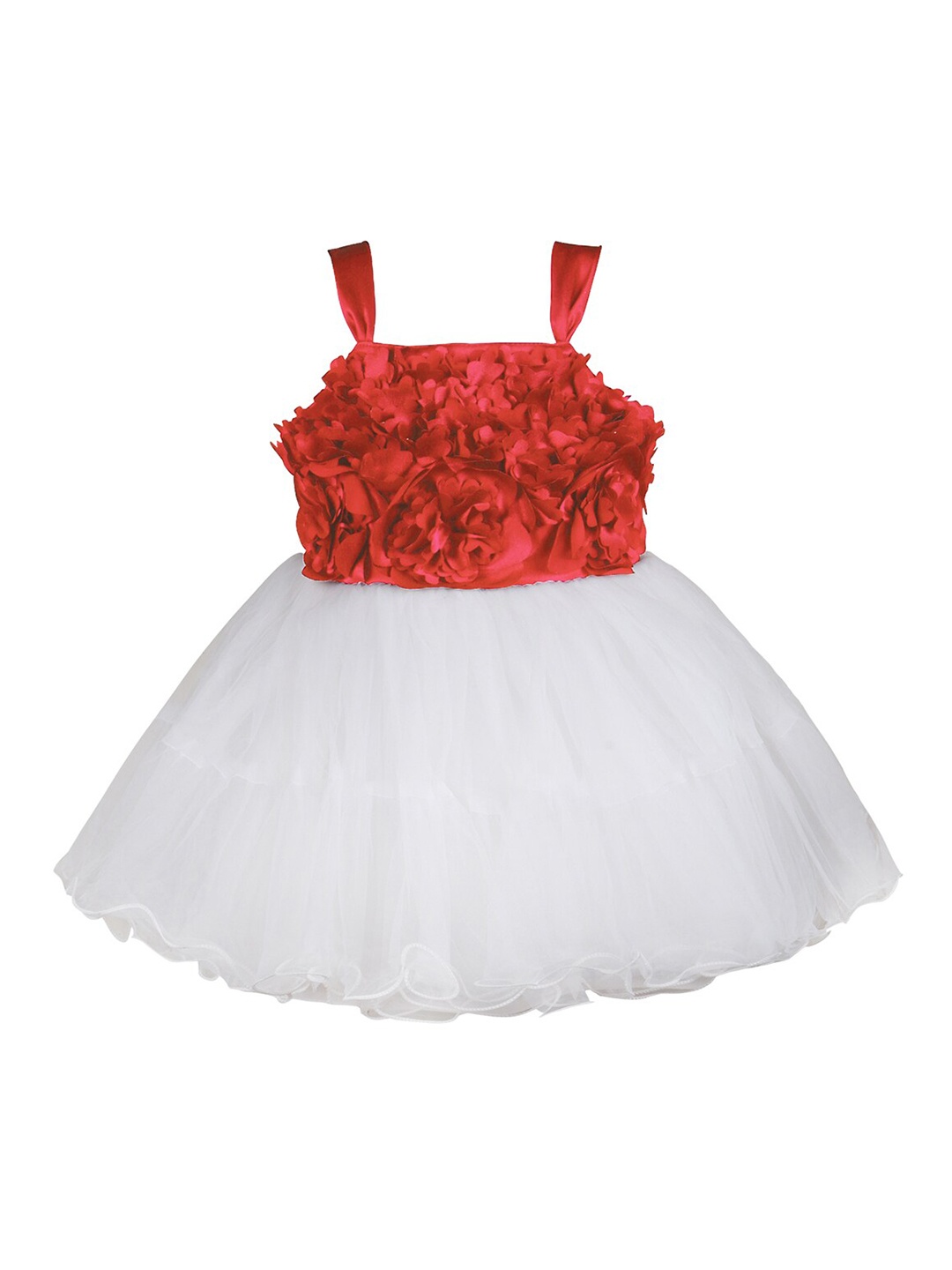 

Wish Karo Girls Shoulder Strap Sleeveless Corsage Net Fit & Flare Dress, Peach