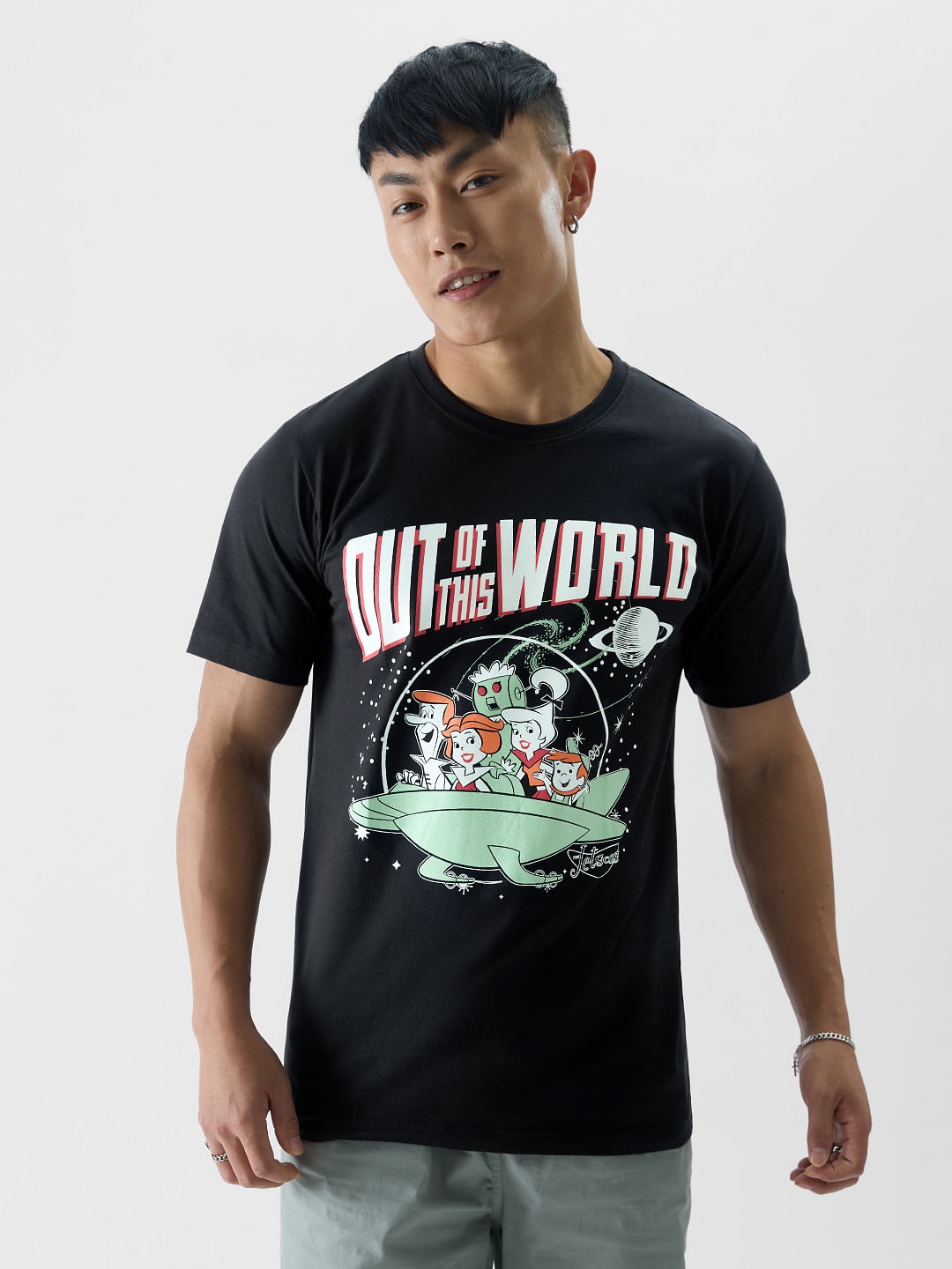 

The Souled Store Black The Jetsons Graphic Printed Cotton T-shirt