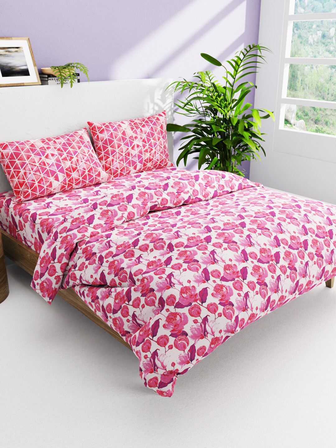 

BIANCA Pink 4-Pieces Printed Pure Cotton Bedding Set