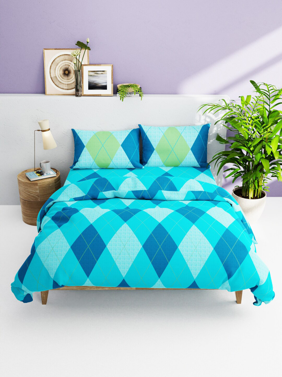 

BIANCA Blue 4-Pieces Printed Pure Cotton Super-Soft Bedding Set