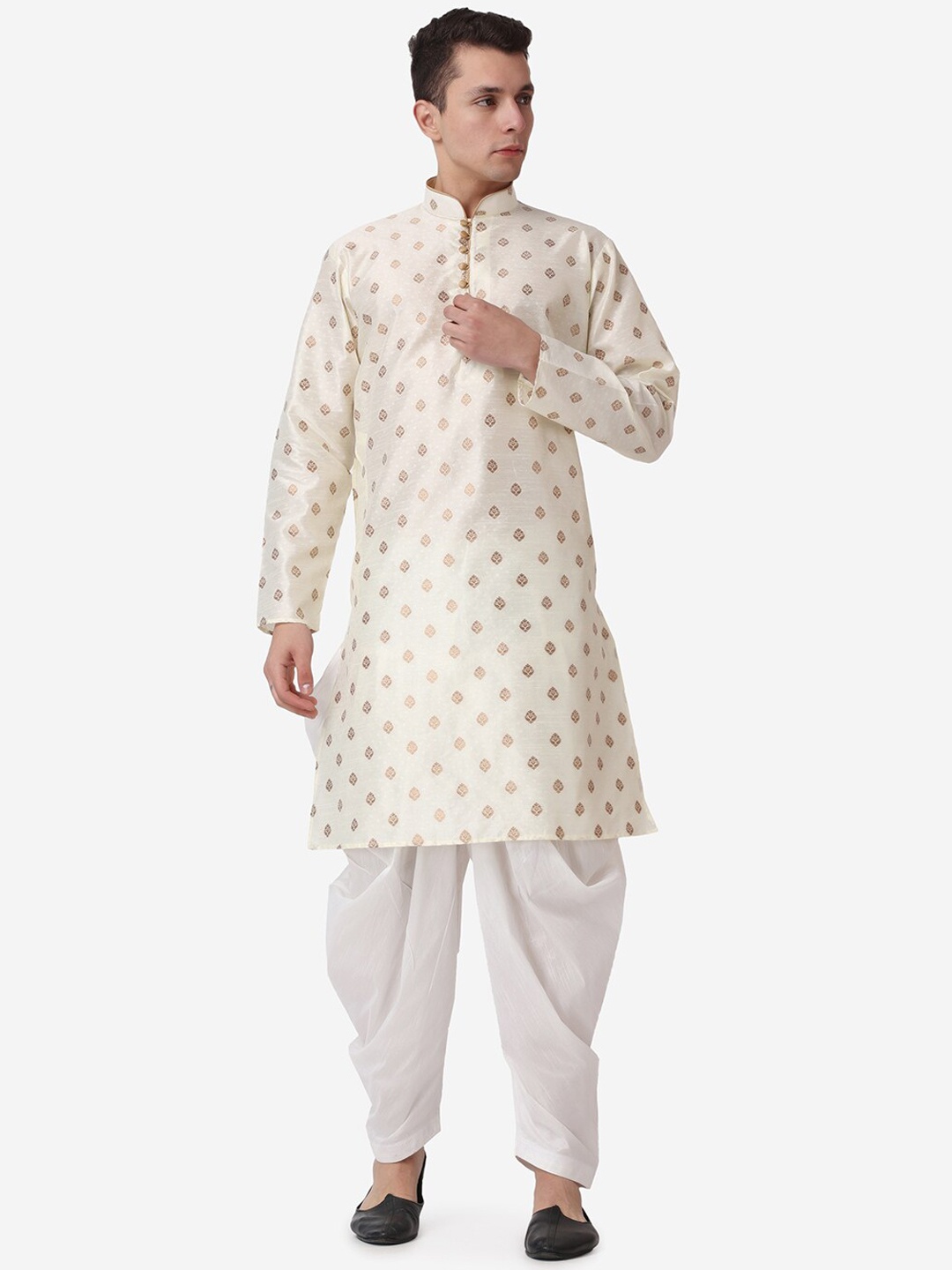 

ROYAL KURTA Ethnic Motifs Woven Design Zari Straight Kurta With Salwar, Gold