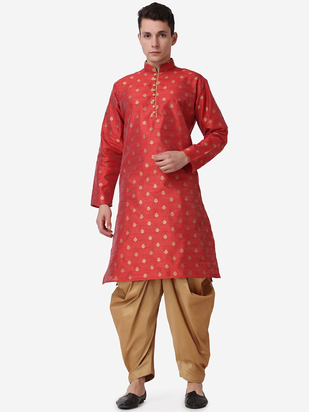 

ROYAL KURTA Ethnic Motifs Woven Design Straight Kurta With Salwar, Maroon