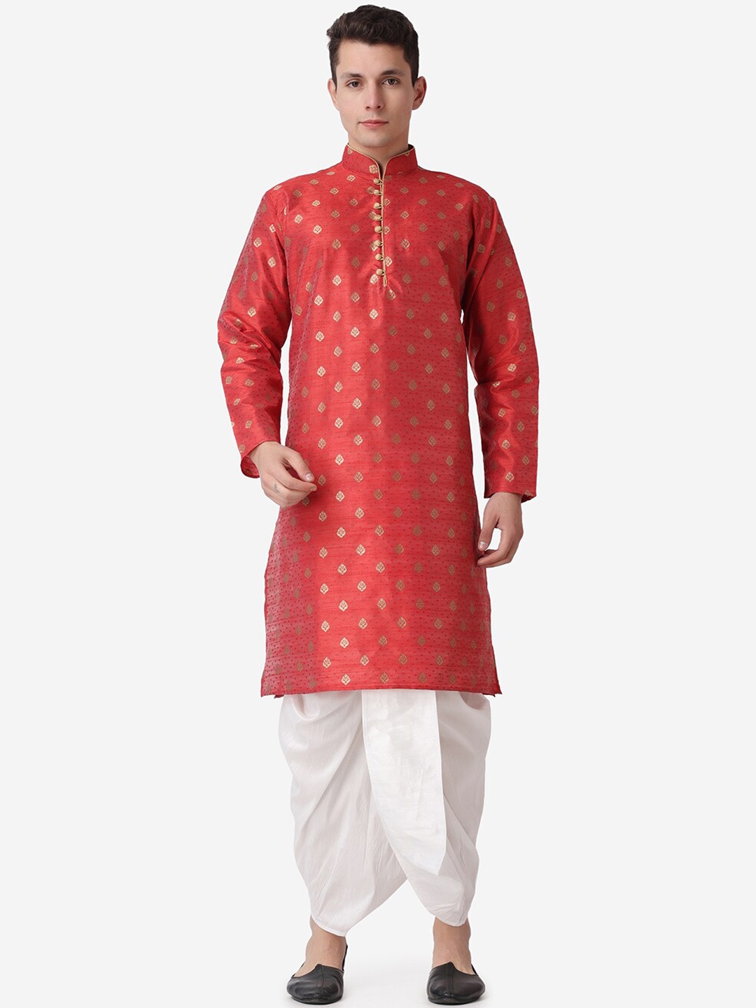 

ROYAL KURTA Ethnic Motifs Printed Kurta With Dhoti Pants, Maroon