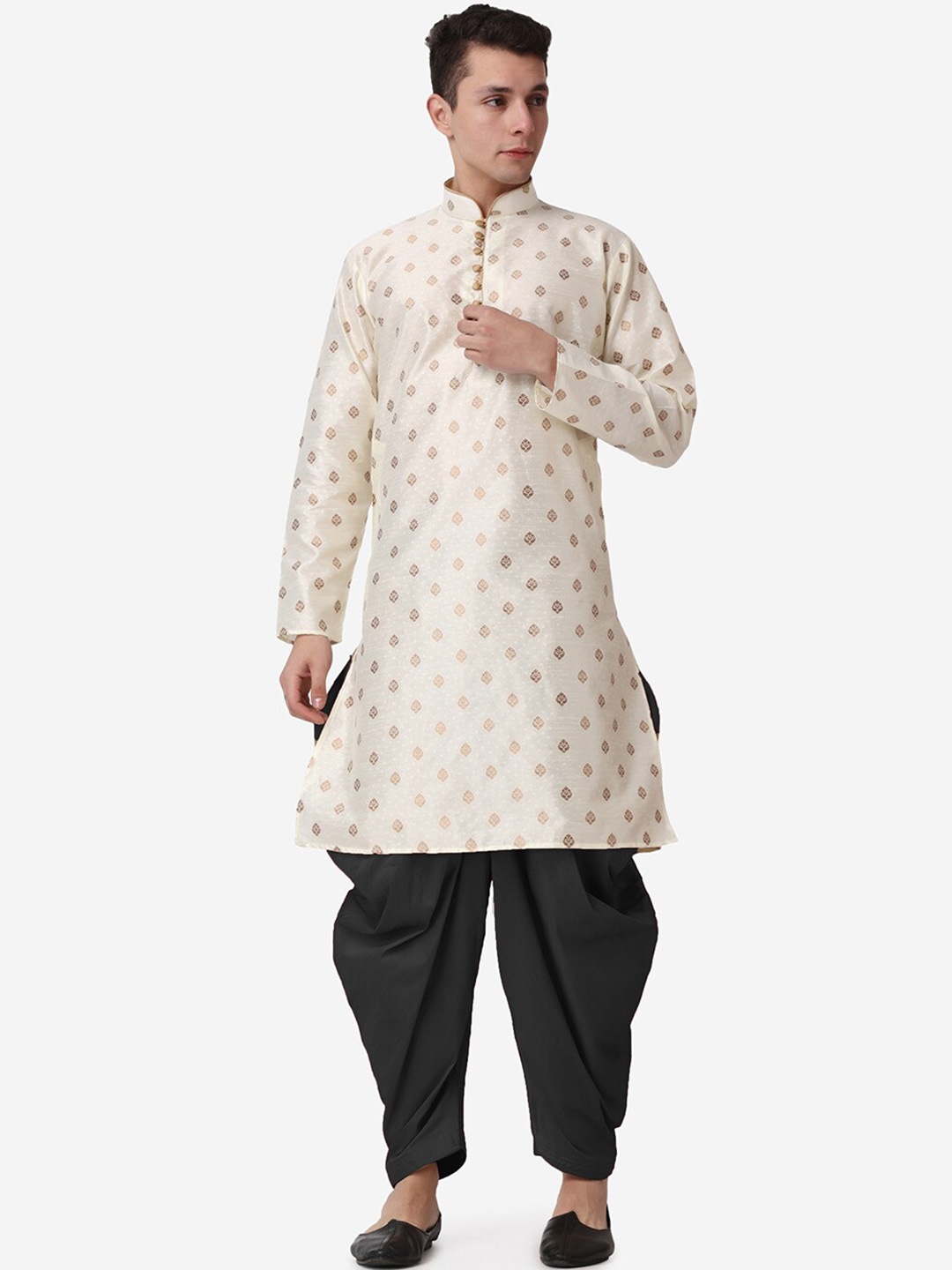 

ROYAL KURTA Ethnic Motifs Printed Regular Kurta With Dhoti Pants, Beige