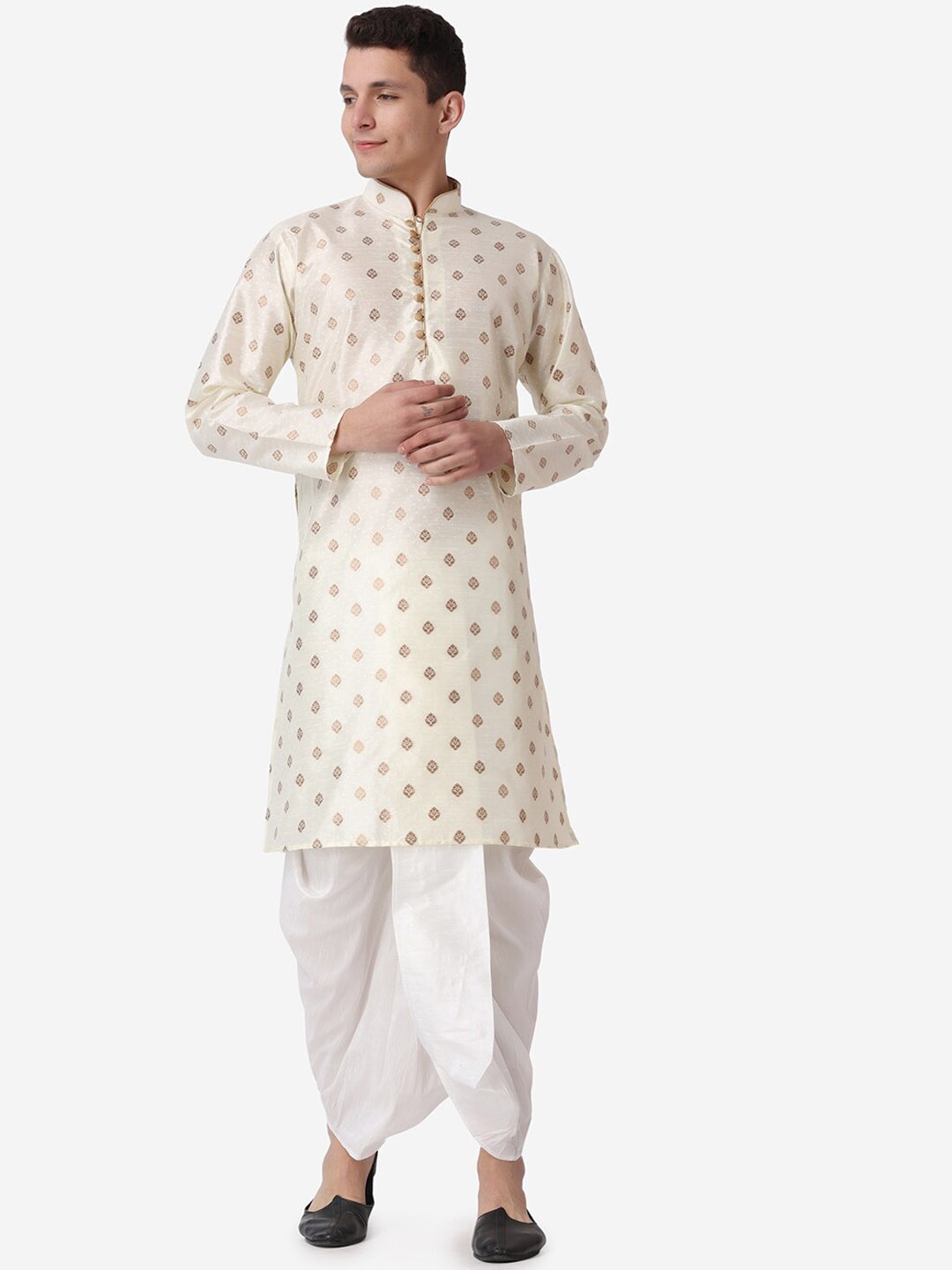 

ROYAL KURTA Ethnic Motifs Printed Regular Kurta With Dhoti Pants, Gold