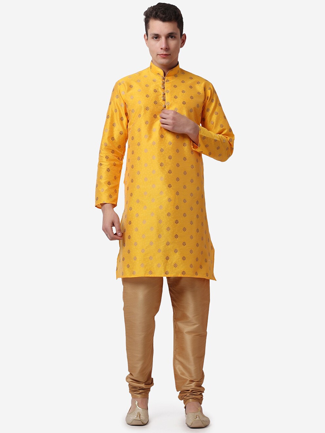 

ROYAL KURTA Ethnic Motifs Woven Design Straight Kurta With Churidar, Orange