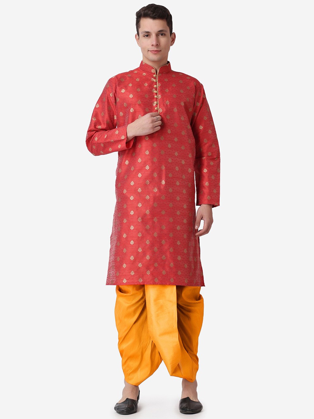 

ROYAL KURTA Ethnic Motifs Printed Regular Kurta With Dhoti Pants, Maroon