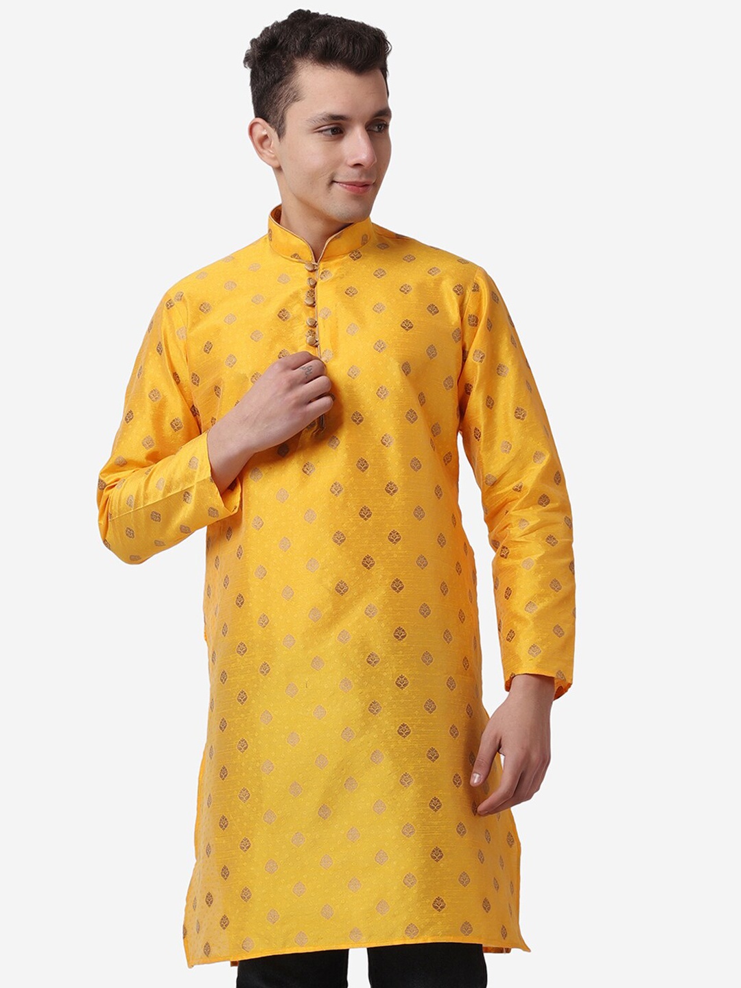 

ROYAL KURTA Ethnic Motifs Woven Design Jacquard Kurta, Orange