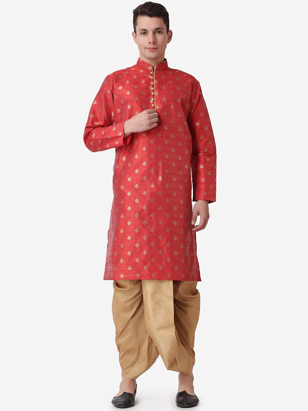 

ROYAL KURTA Ethnic Motifs Printed Regular Kurta with Dhoti Pants, Maroon