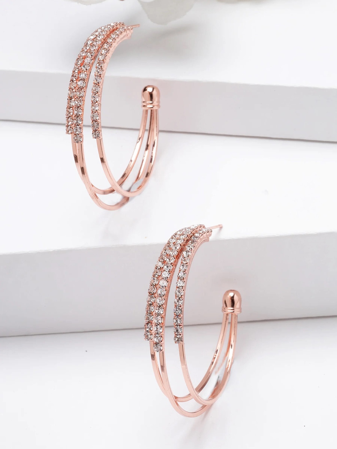 

AVANT-GARDE PARIS Rose Gold-Plated Contemporary Hoop Earrings