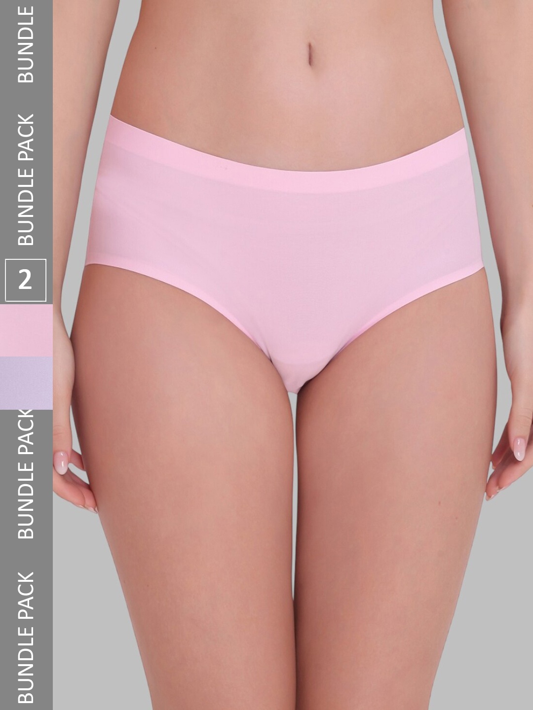 

PLUMBURY Women Pack Of 2 Seamless Hipster Briefs, Pink