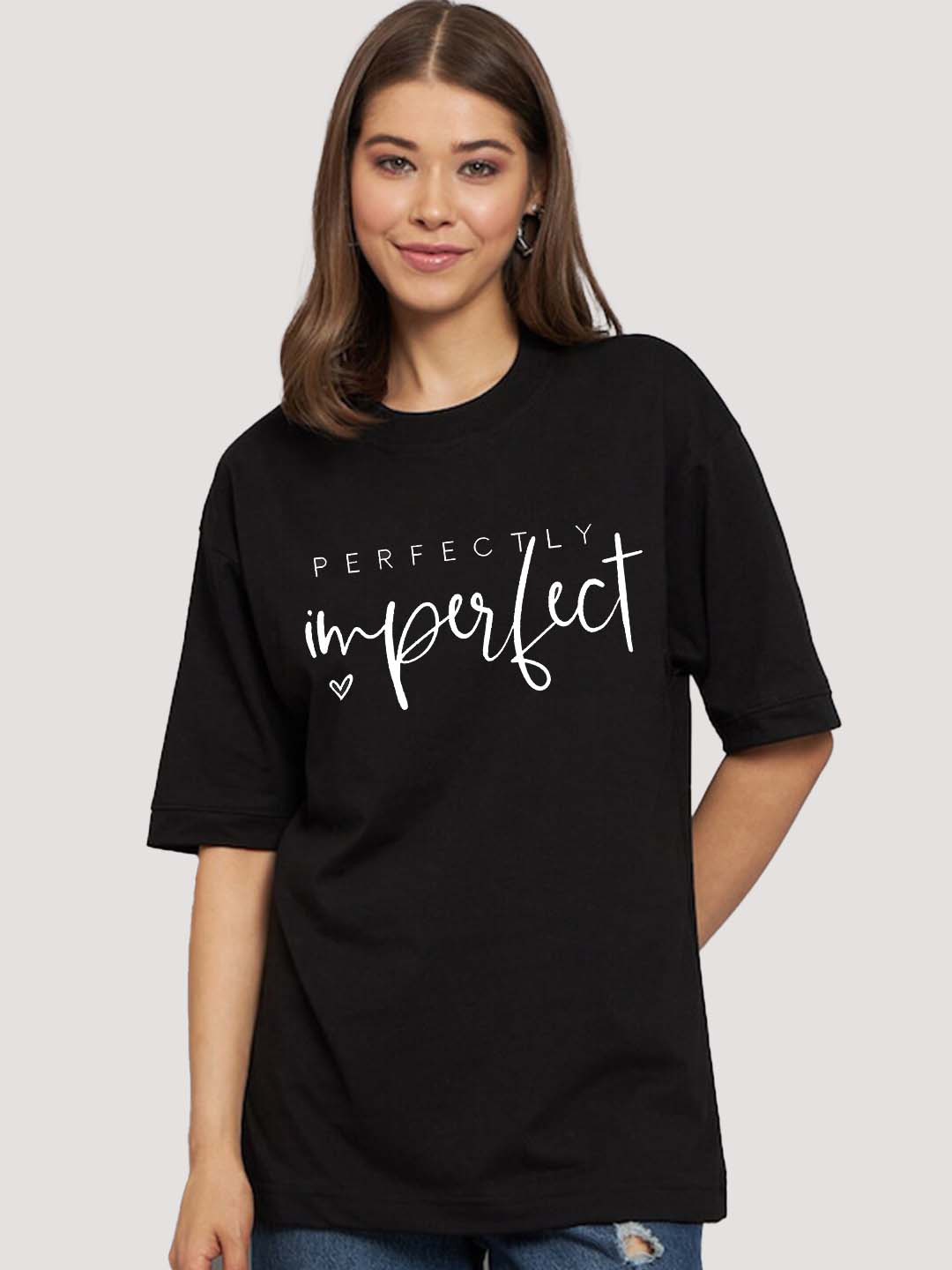 

VIXENLY Typography Printed T-shirt, Black