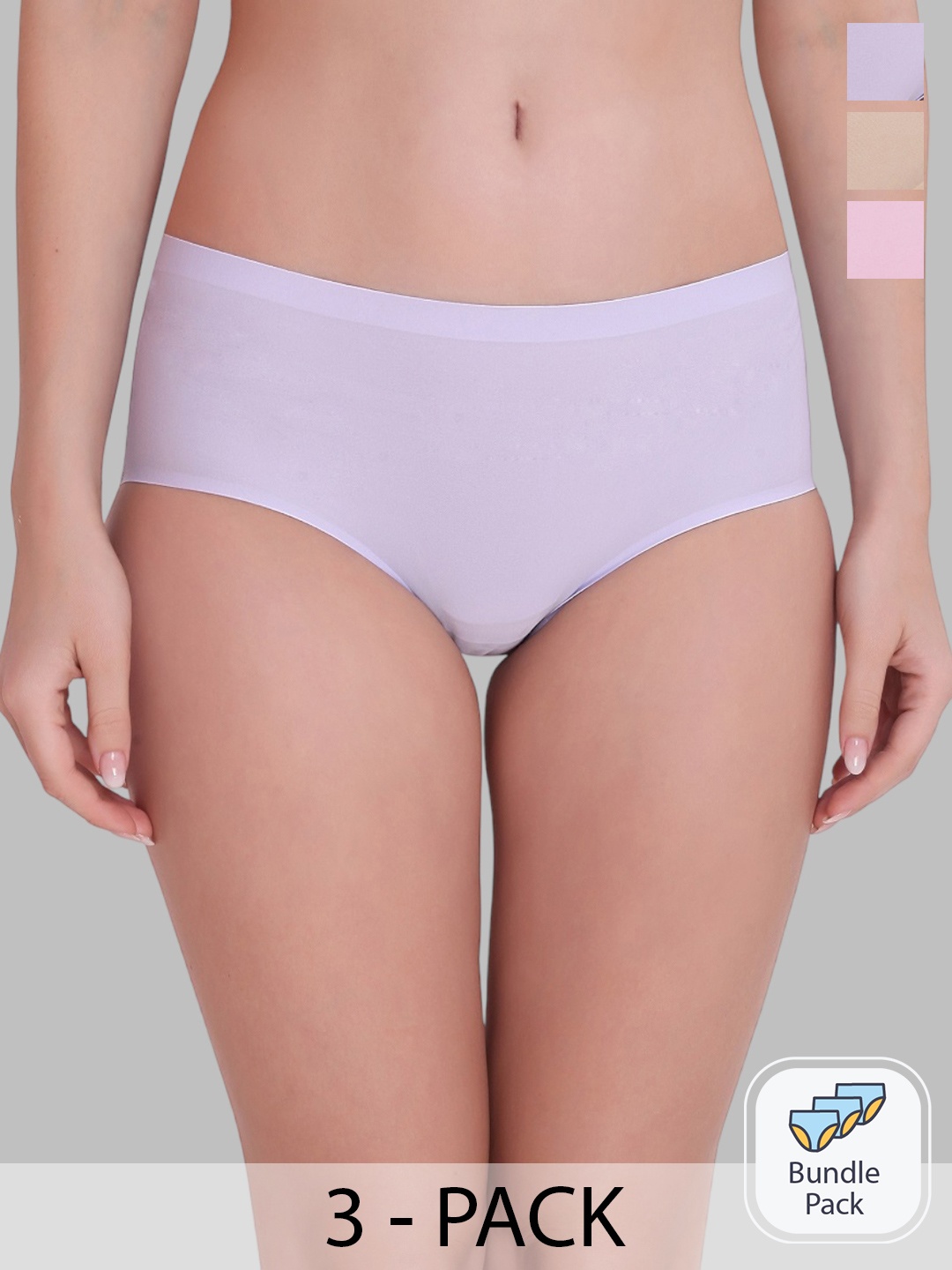 

PLUMBURY Pack Of 3 Seamless Hipster Briefs, Pink