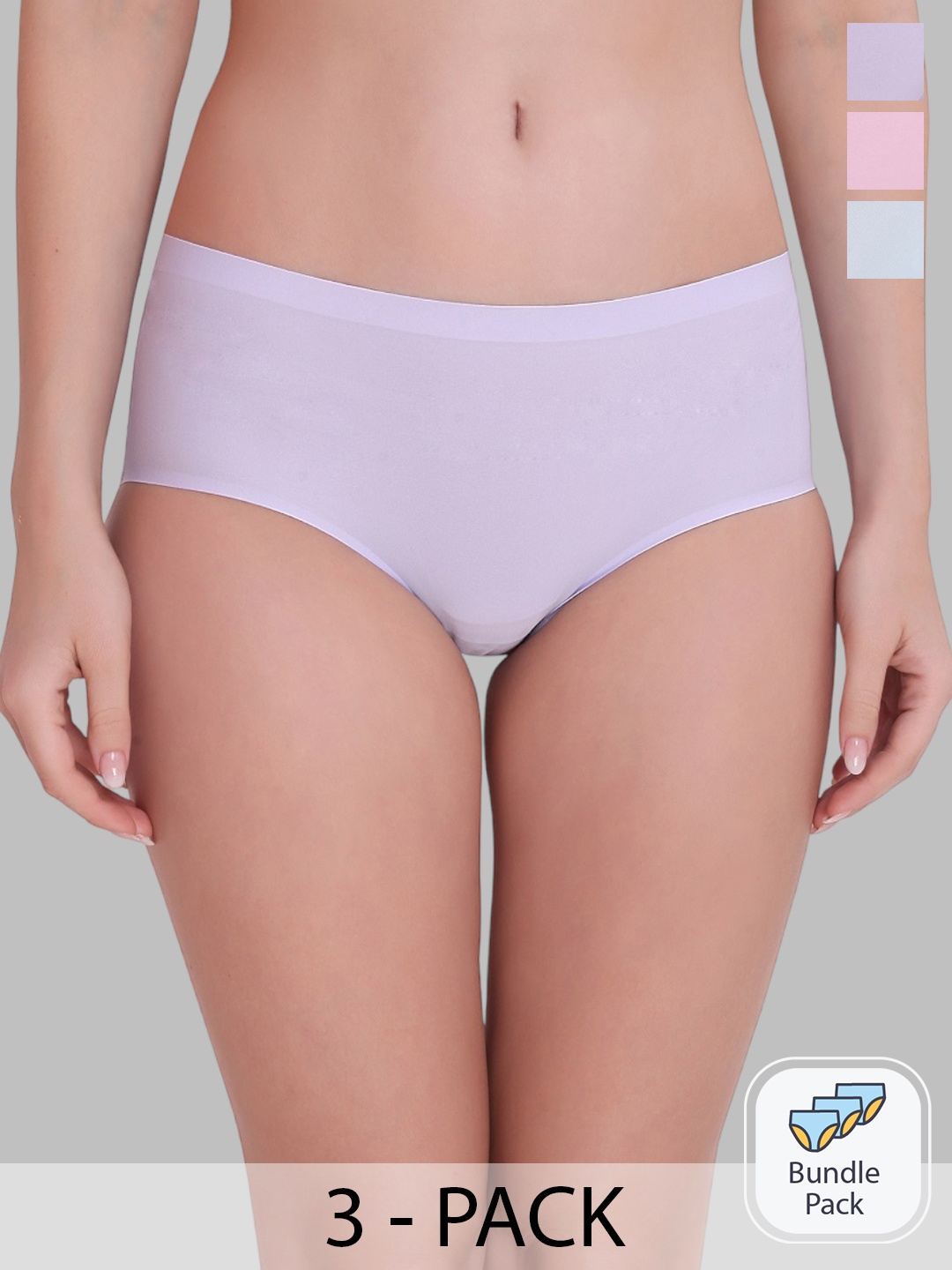 

PLUMBURY Pack Of 3 Seamless Hipster Briefs, Blue