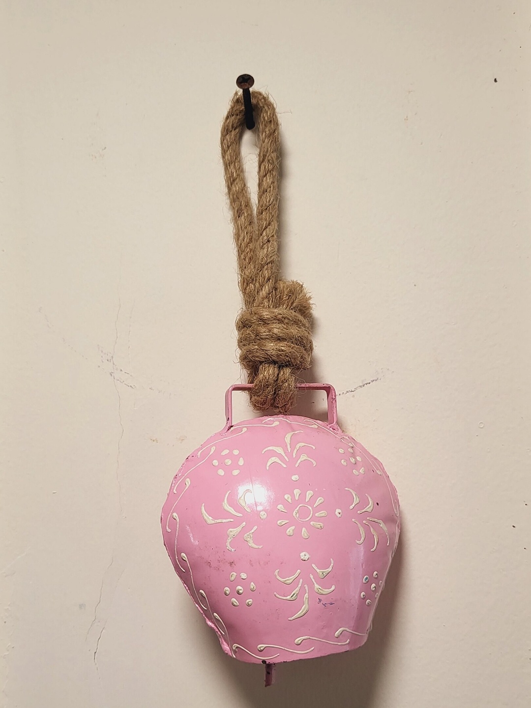 

JASMEY HOMES Pink Printed Iron Bell Wall Decor