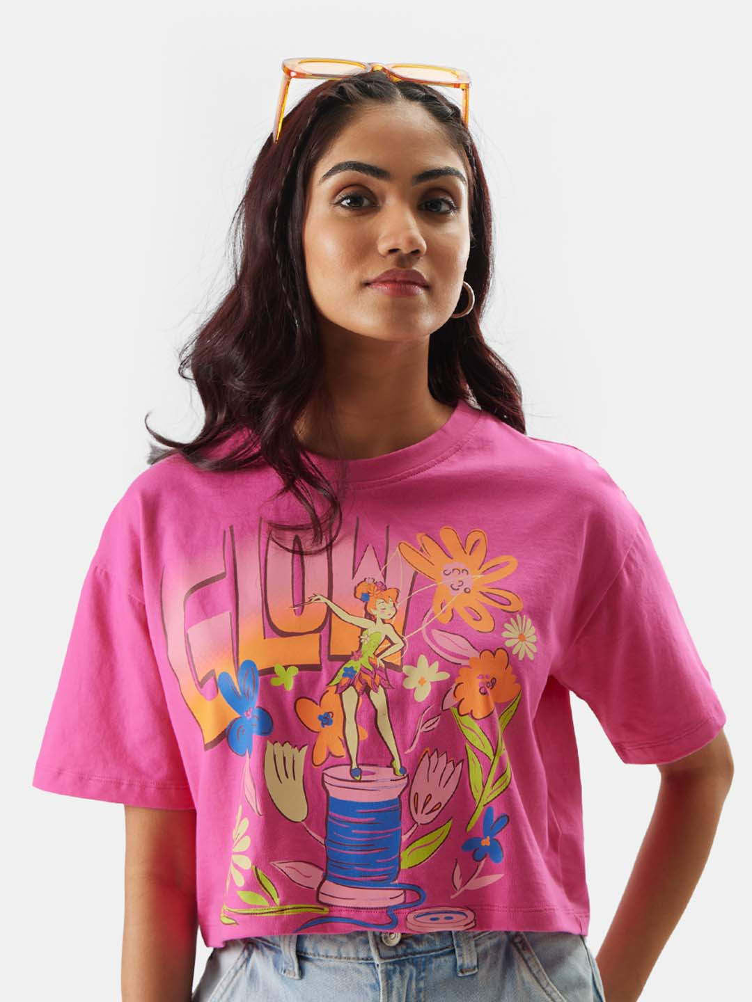 

The Souled Store Disney Typography Printed Pure Cotton T-shirt, Pink