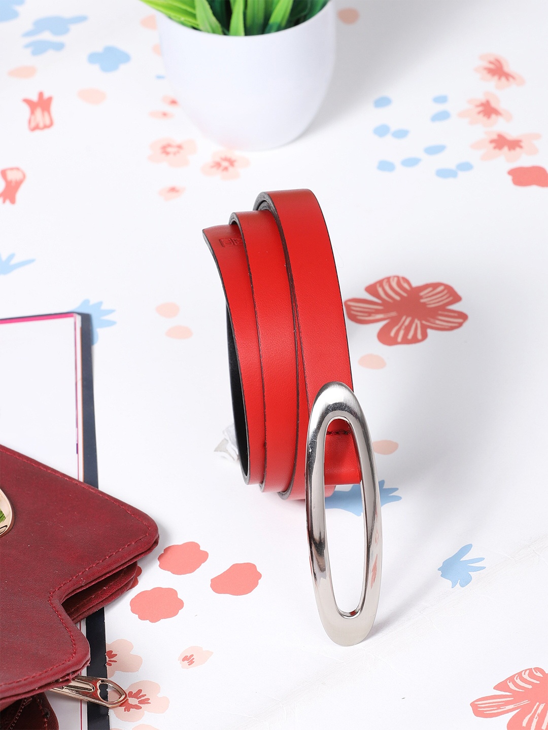 

Carlton London Women Genuine Leather Belt, Red