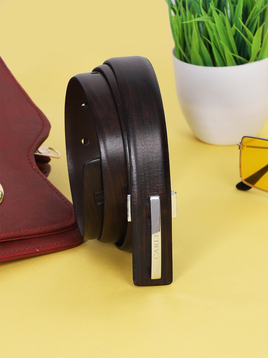 

Carlton London Women Textured Leather Belt, Brown