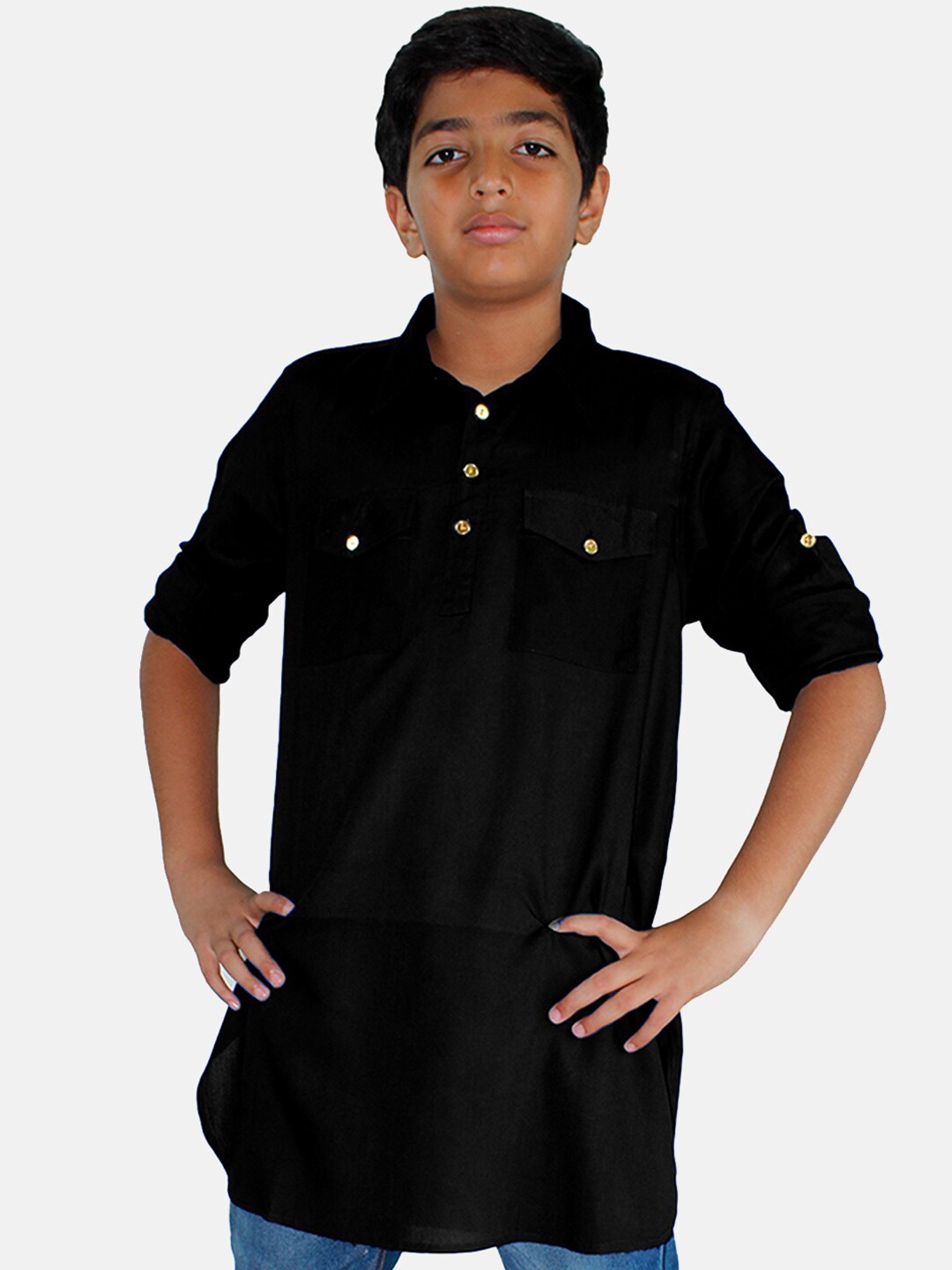 

KiddoPanti Boys Pathani Kurta, Black