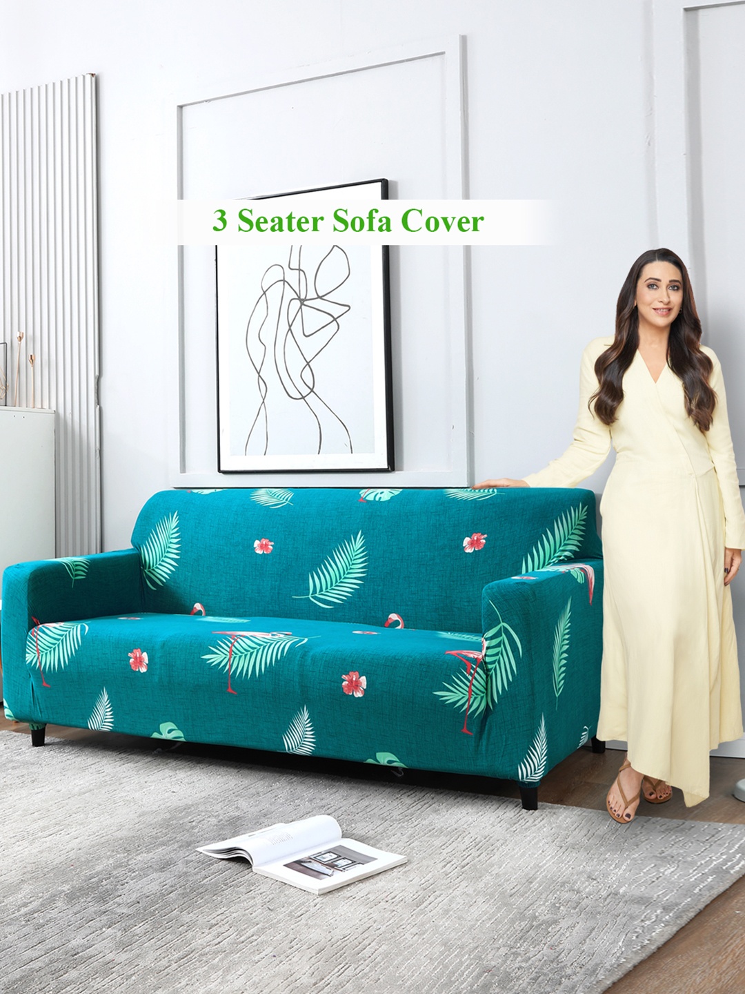 

HOKIPO Blue Tropical Printed Stretchable Universal 3 Seater Sofa Covers