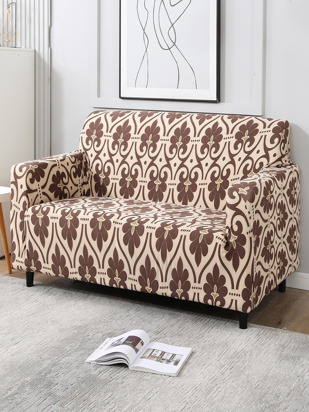 

HOKIPO Beige & Brown Printed 2-Seater Sofa Covers