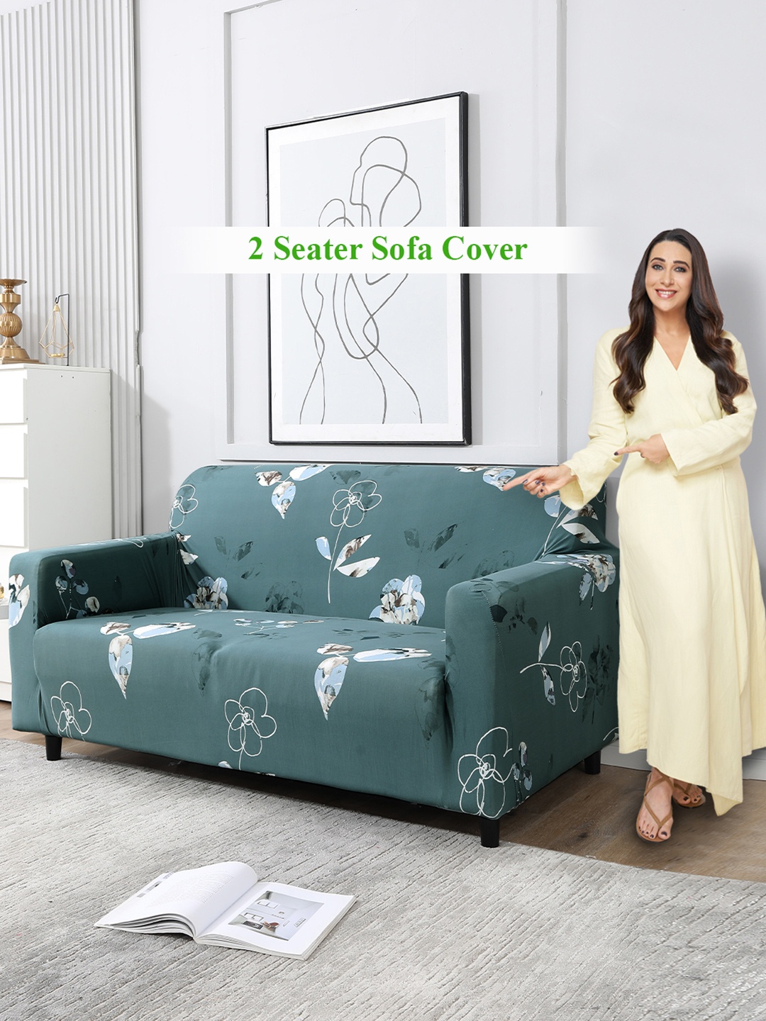 

HOKIPO Grey & White Printed 2-Seater Sofa Covers