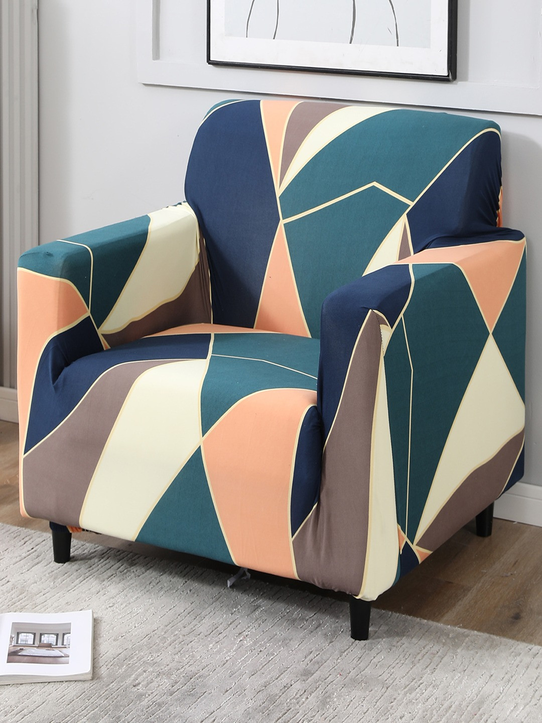 

HOKIPO Green & Yellow Printed 1-Seater Sofa Cover