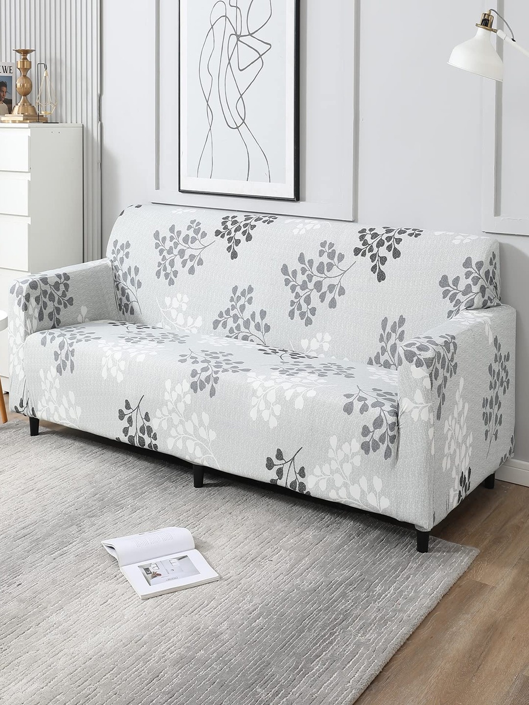 

HOKIPO Grey Printed 4-Seater Sofa Covers