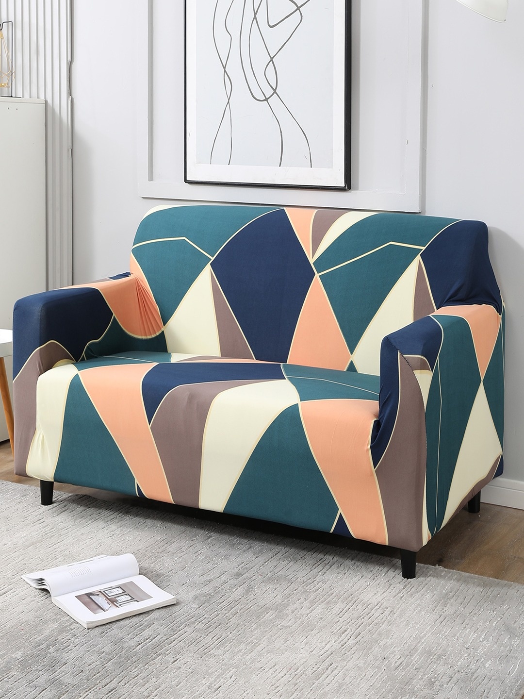 

HOKIPO Green & Blue Printed 2-Seater Sofa Covers