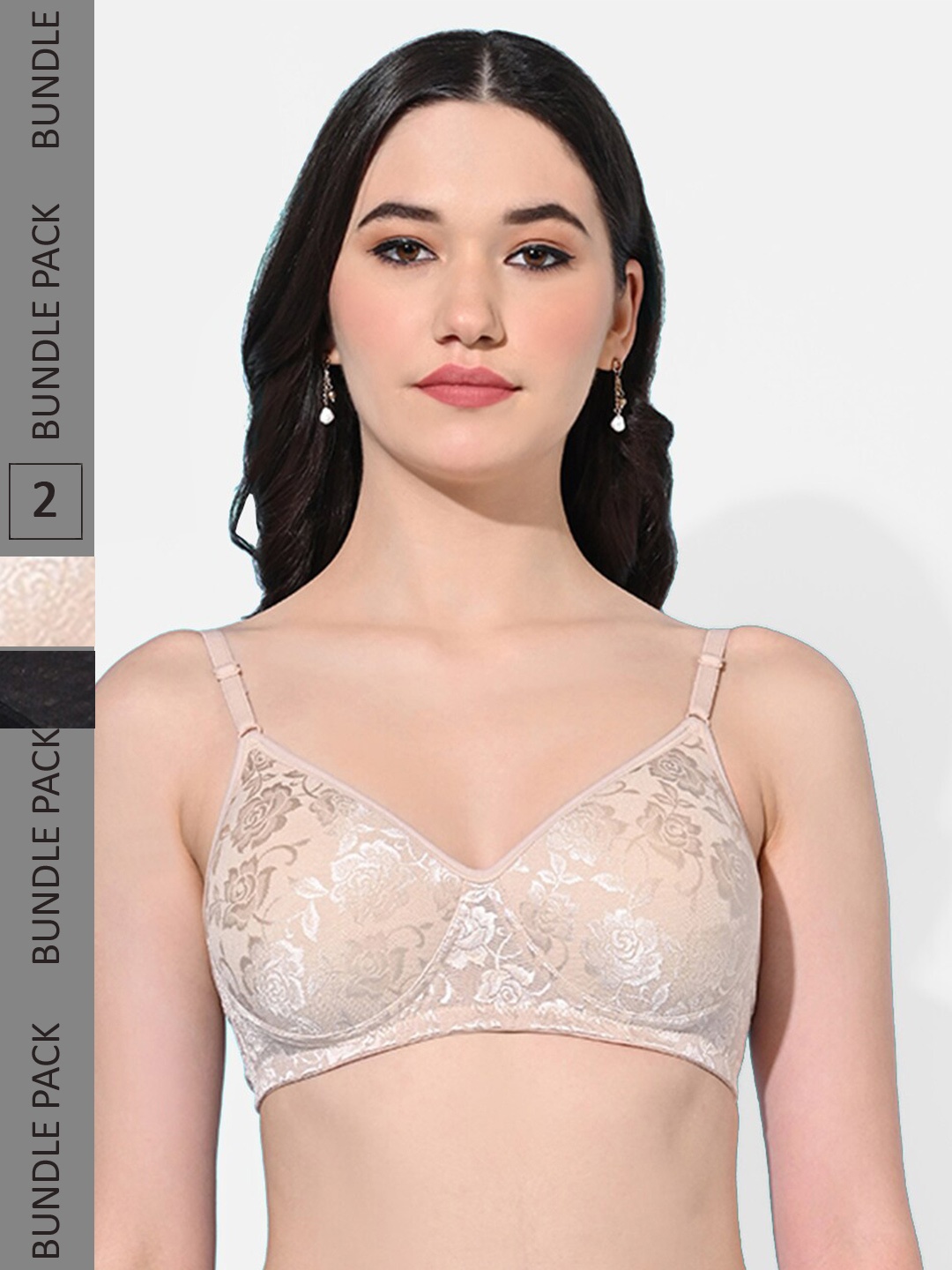 

FIMS Pack Of 2 Self Design Full Coverage Lightly Padded All Day Comfort Bras, Beige