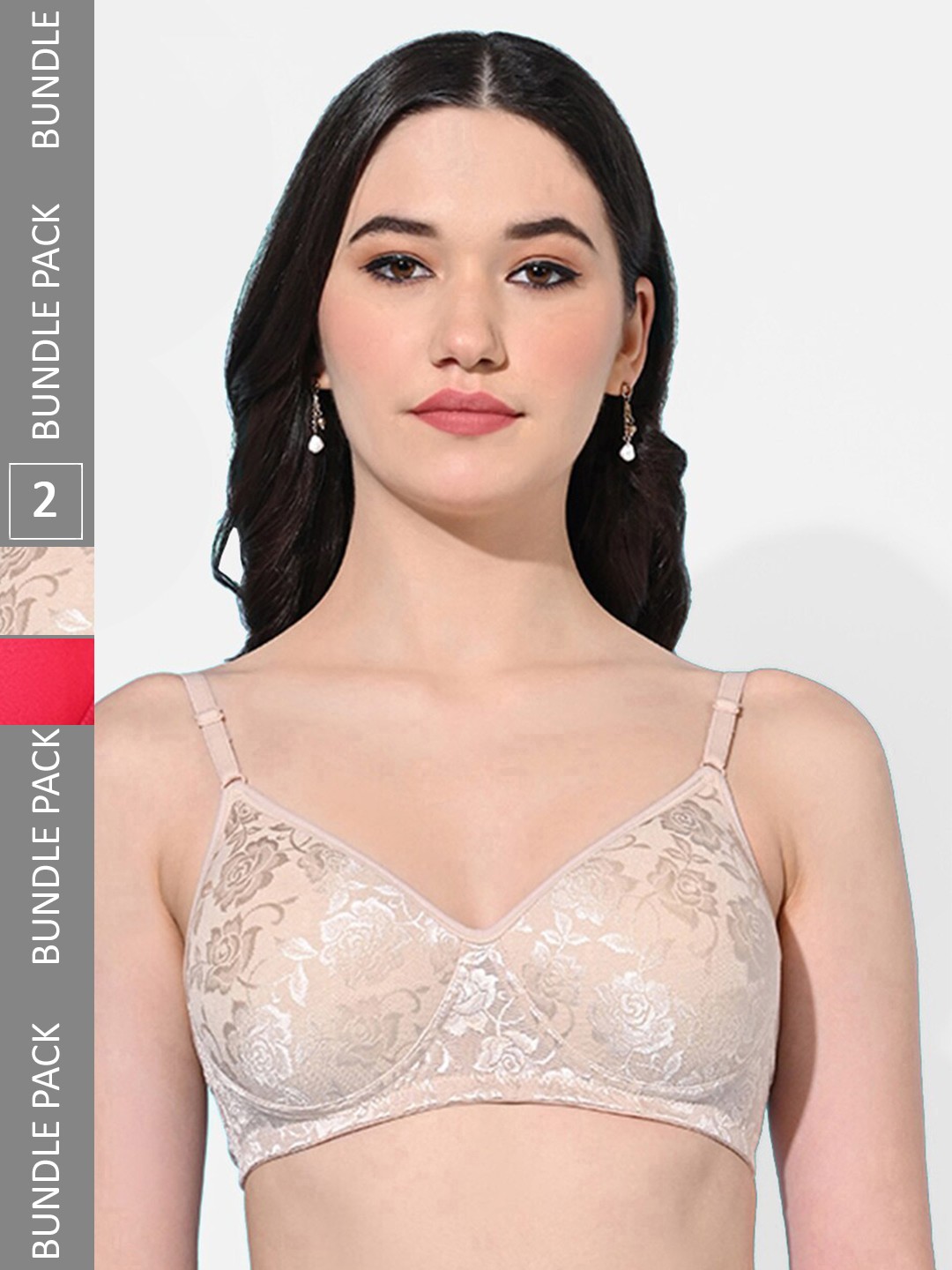 

FIMS Pack Of 2 Full Coverage Lightly Padded All Day Comfort Bras, Beige