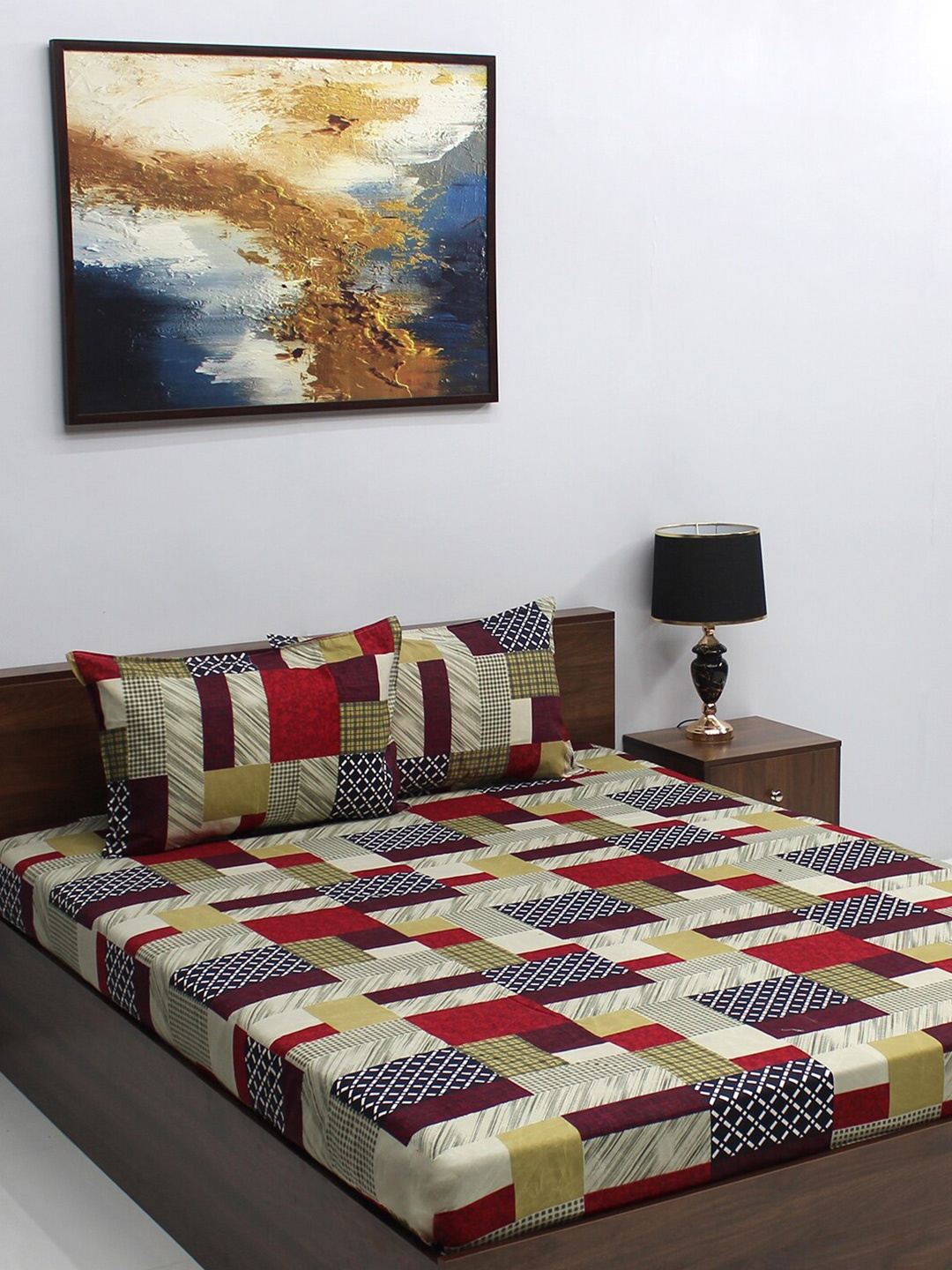 

Raymond Home Serene Purple Ethnic Motifs 164 TC Queen Bedsheet with 2 Pillow Covers