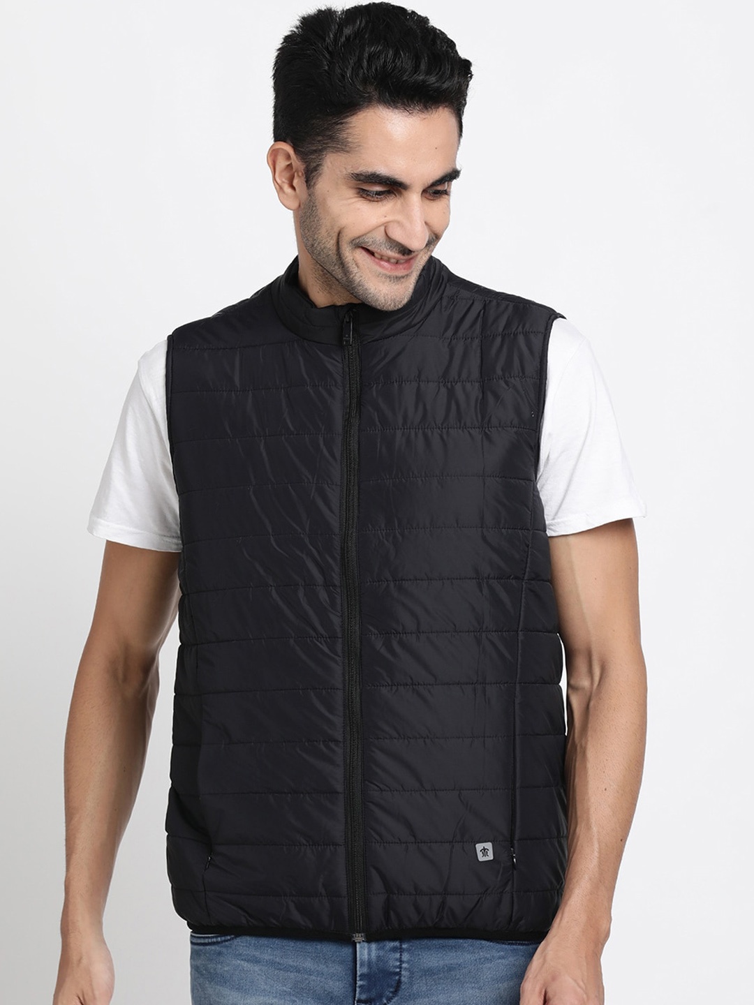 

Turtle Sleeveless Windcheater Crop Puffer Jacket, Navy blue