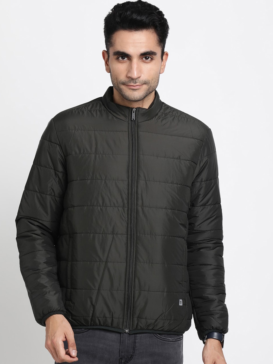 

Turtle Mock Collar Windcheater Puffer Jacket, Olive