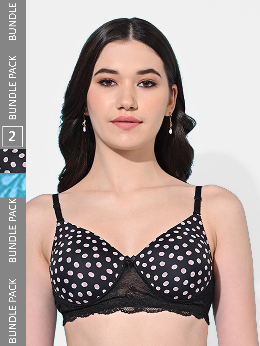 

FIMS Pack Of 2 Floral Printed Full Coverage Lightly Padded Bra With All Day Comfort, Blue